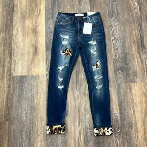 KanCan Leopard Cuff Jeans